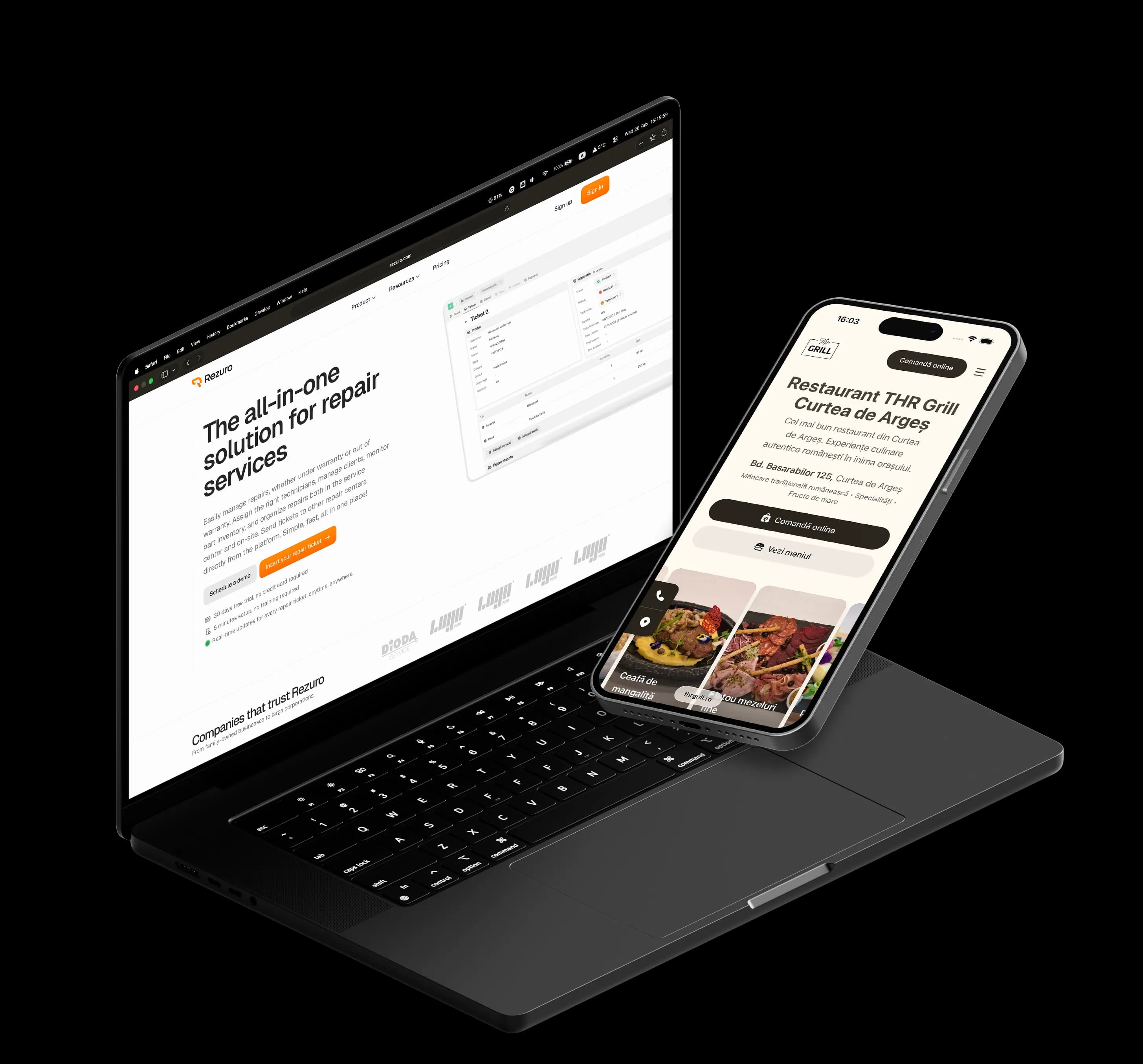 3D laptop and phone mockup